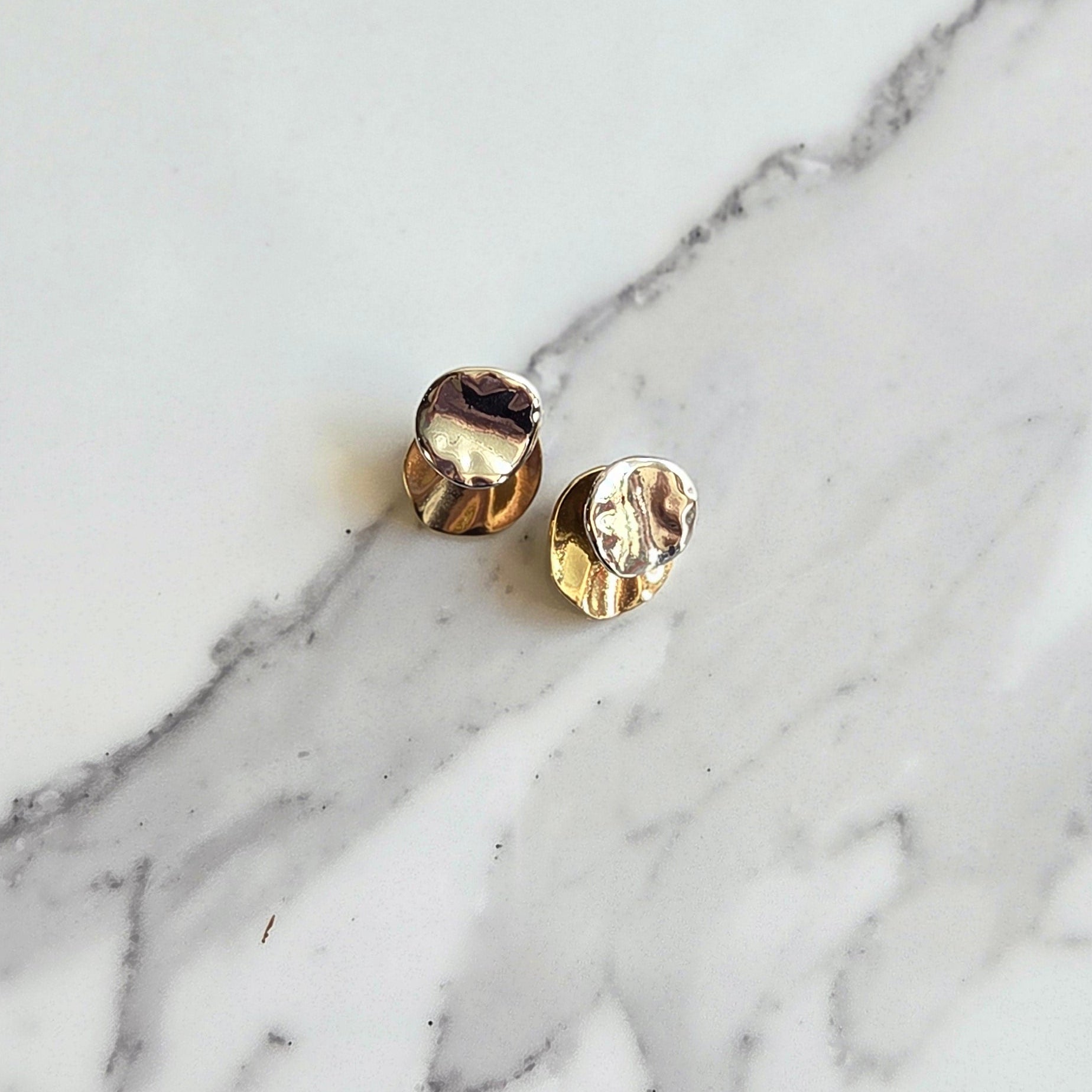 Brinco Dueto– Bicolor (Prata + Dourado) | Folheado