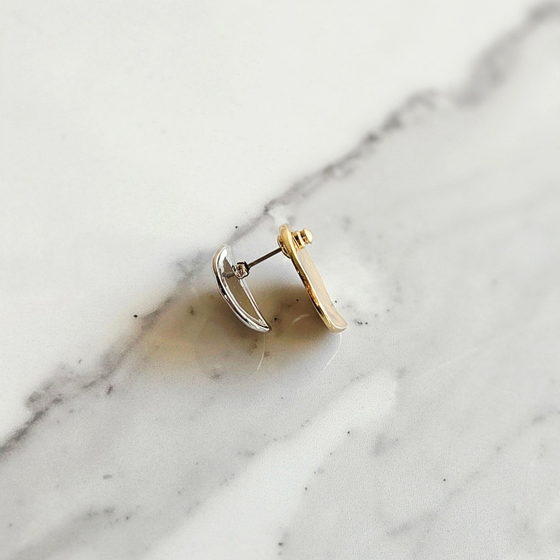 Brinco Dueto– Bicolor (Prata + Dourado) | Folheado