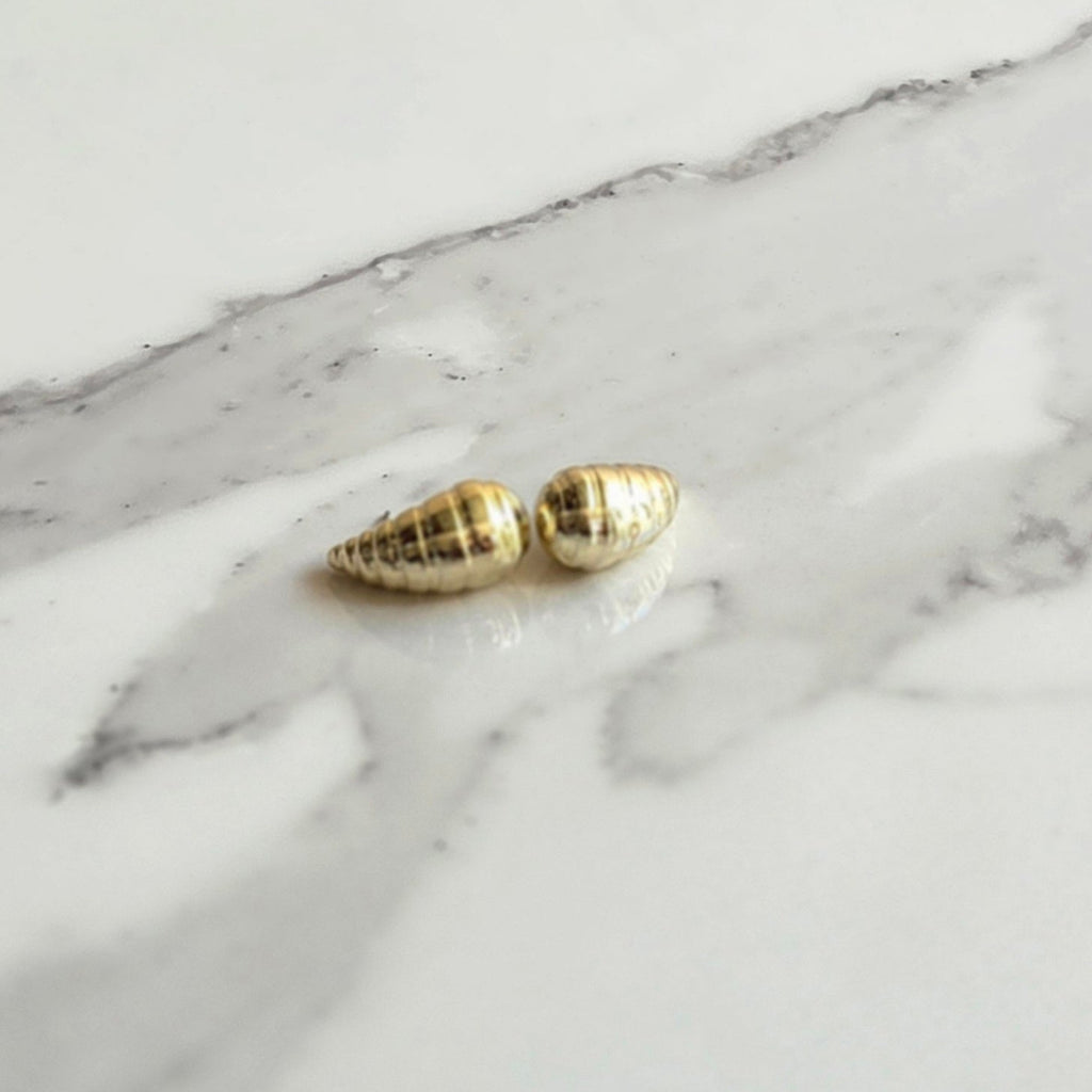 Brinco Nautilus – ABS Dourado | Textura Espiral | Leve