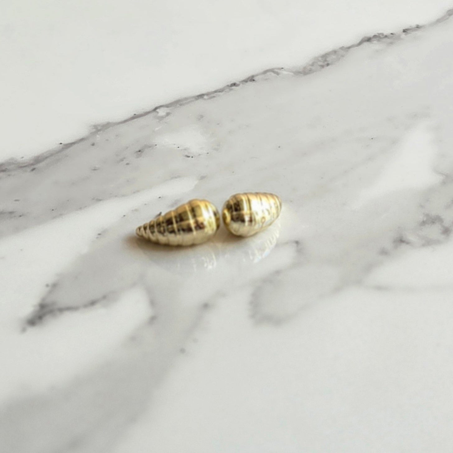 Brinco Nautilus – ABS Dourado | Textura Espiral | Leve