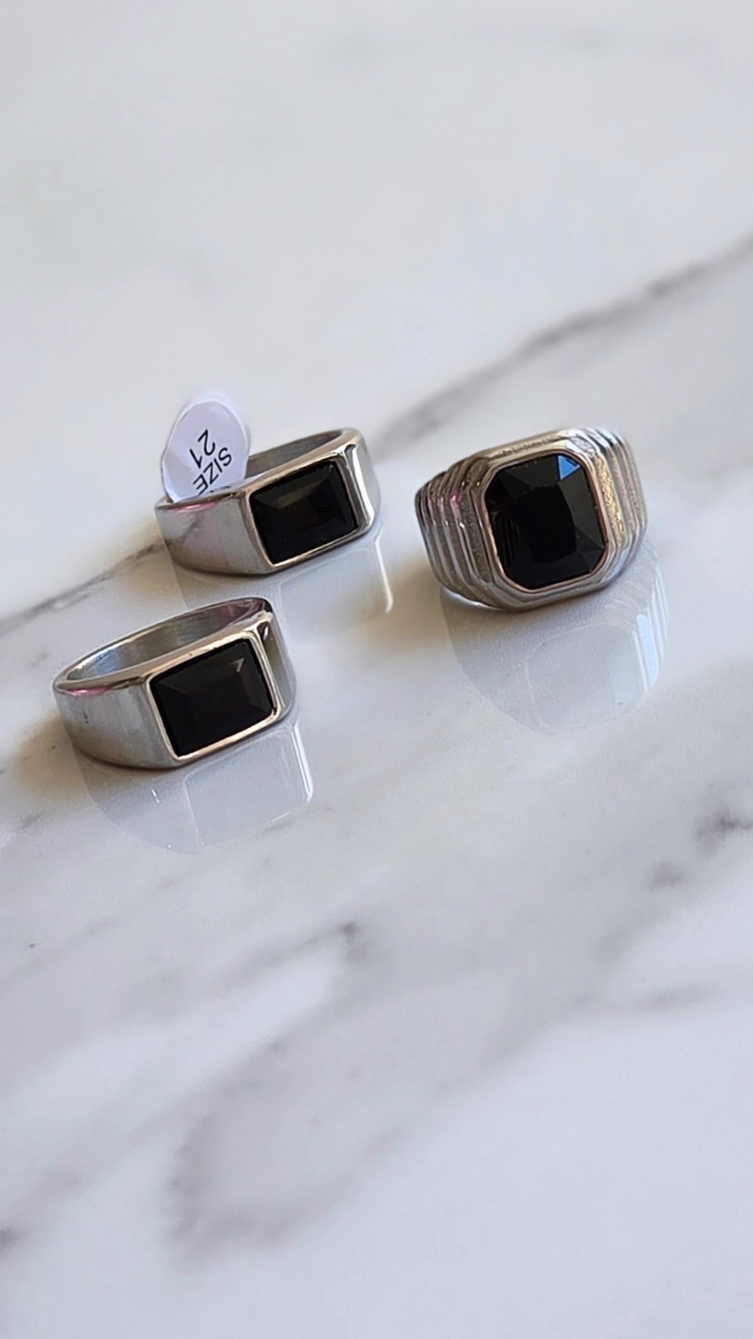 Anel Sinete Onix Black em Aço Inoxidável 316L