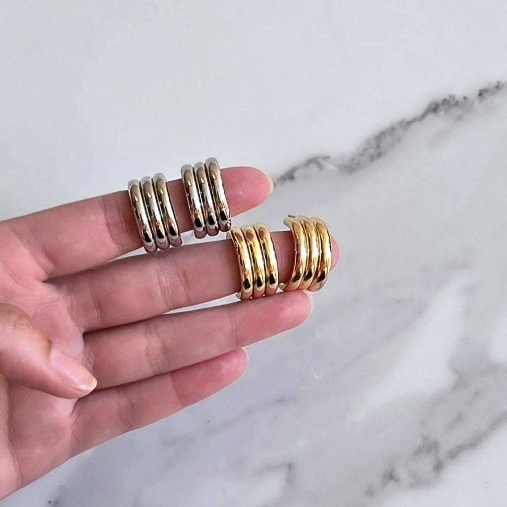 Argola Triplo Arco - Folhado Premium